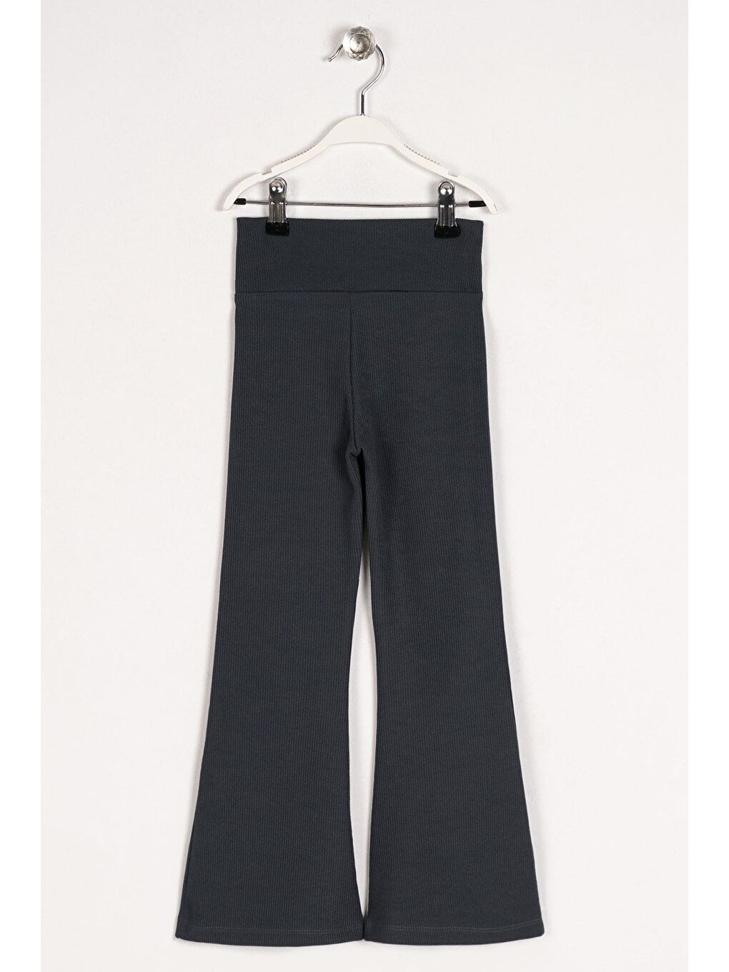 Yüksek Bel İspanyol Paça Fitilli Antrasit Renk Kız Çocuk Tayt-1