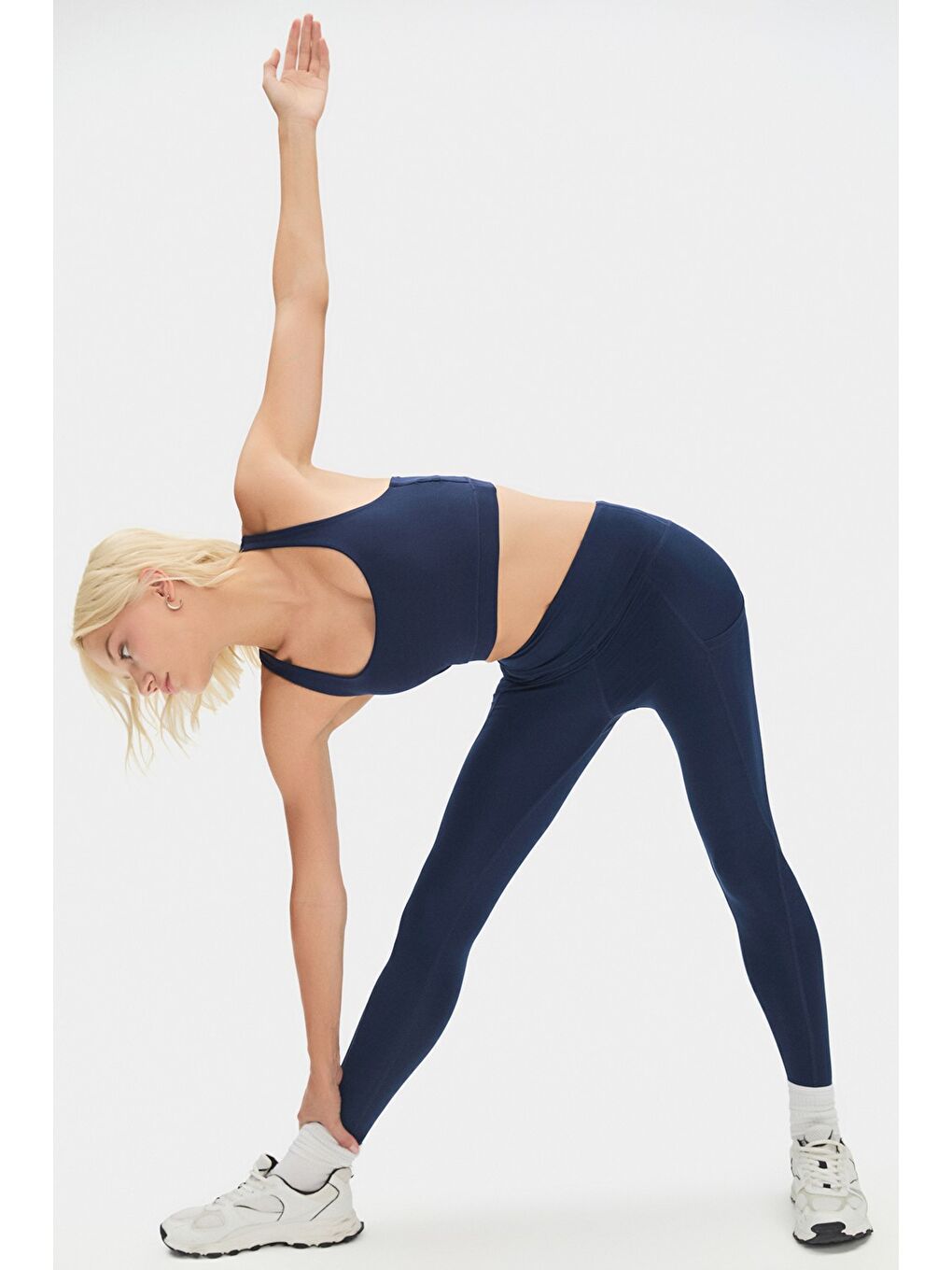 Joystar Lacivert Kadın Halter Yaka Antrasit Hafif Destekli Sırt Detaylı Kaplı Spor Sütyeni - 2