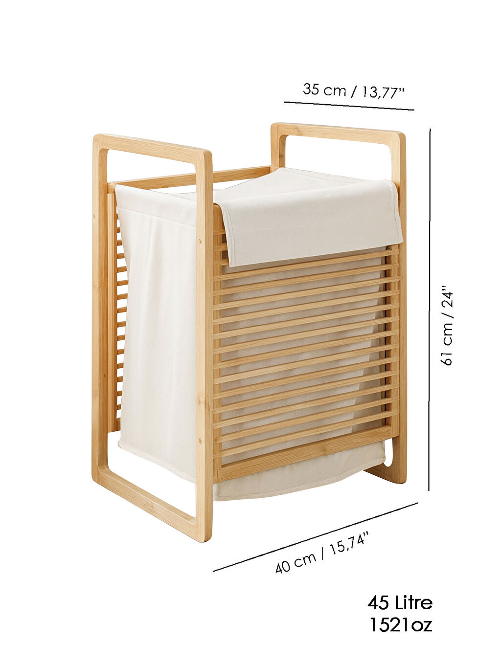 Bej Kirli Çamaşır Sepeti 45 l-3