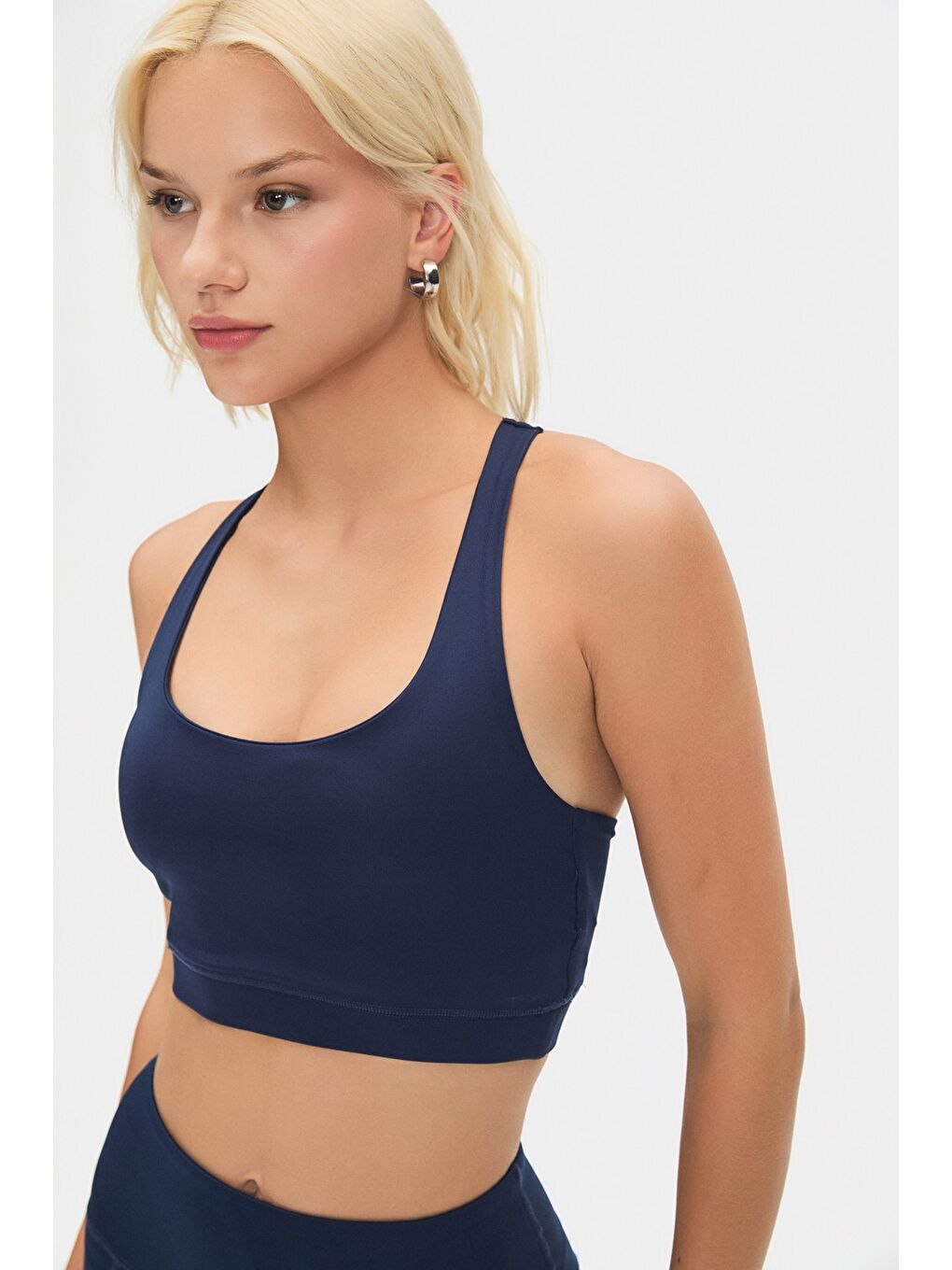 Joystar Lacivert Kadın Halter Yaka Antrasit Hafif Destekli Sırt Detaylı Kaplı Spor Sütyeni - 4