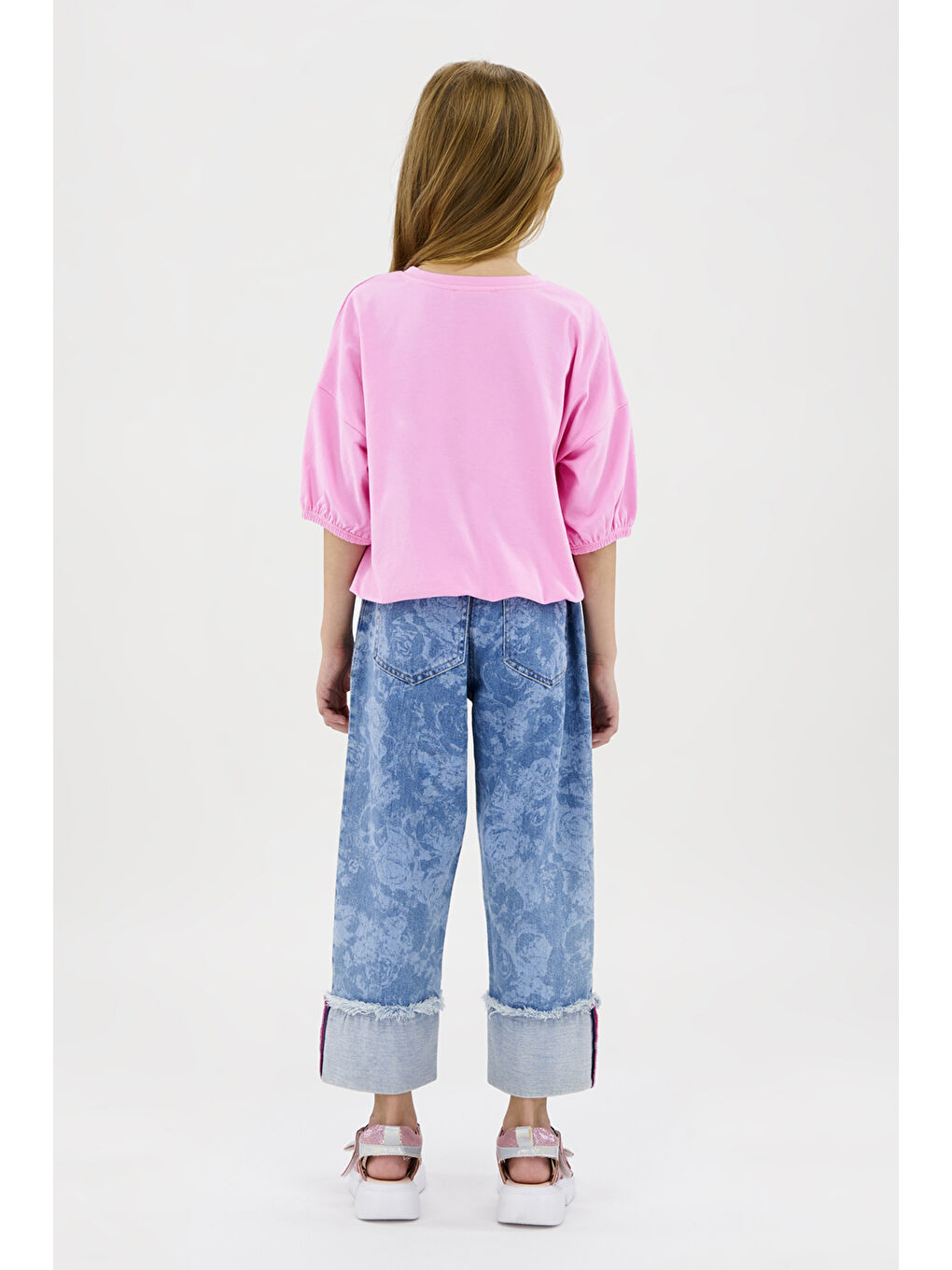 Kız Çocuk Baskı Detaylı Pembe Tişört-2