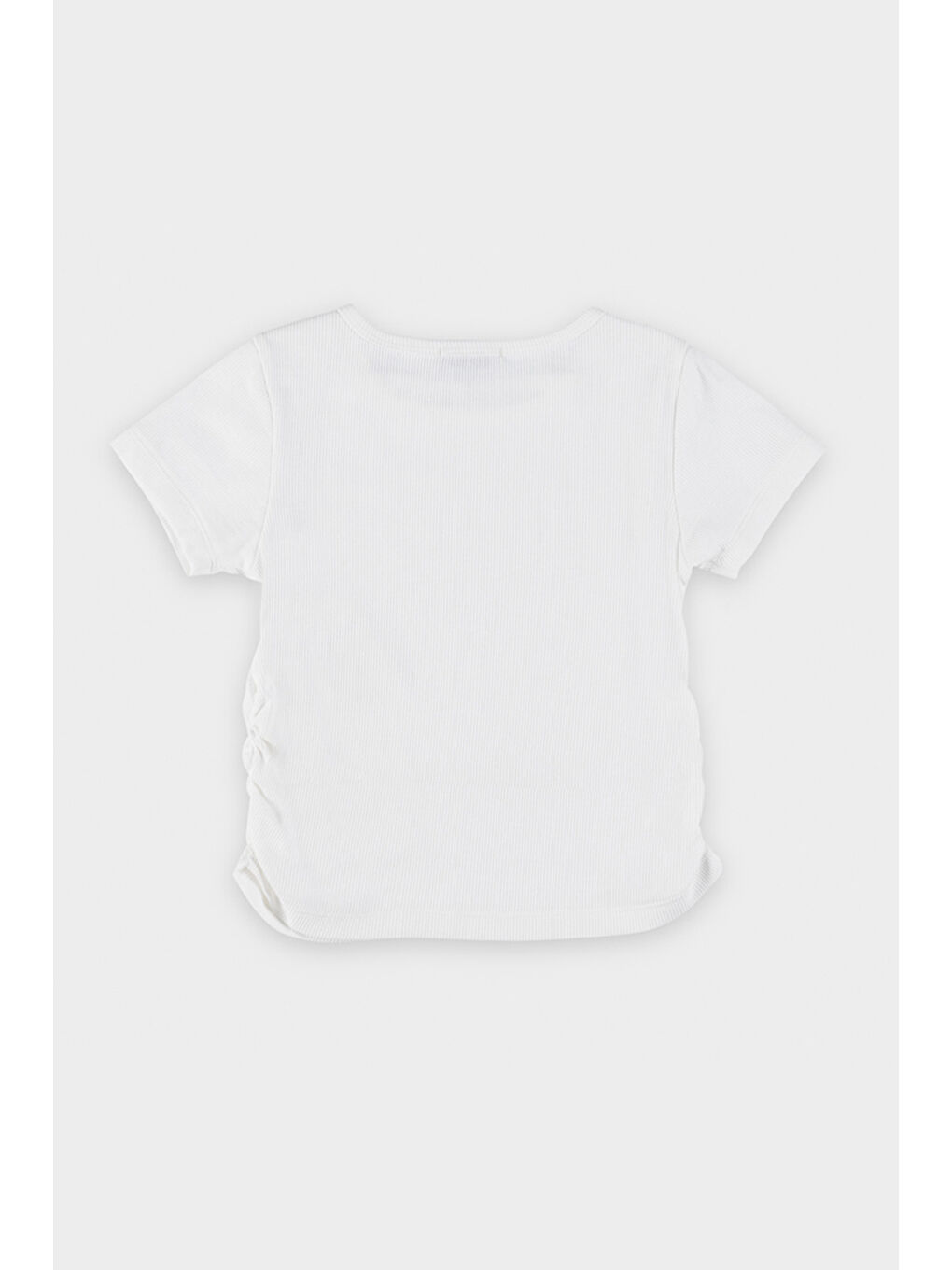 Kız Çocuk Pencere Detaylı Beyaz Tişört-1