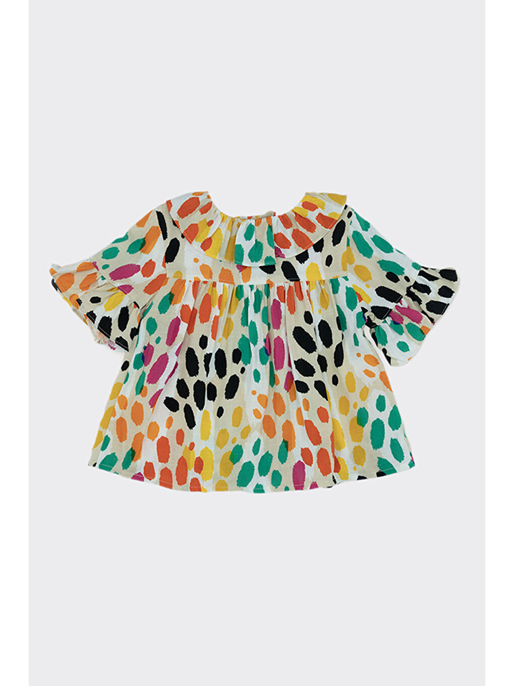 Kız Bebek Leopar Desenli Bej Gömlek-1