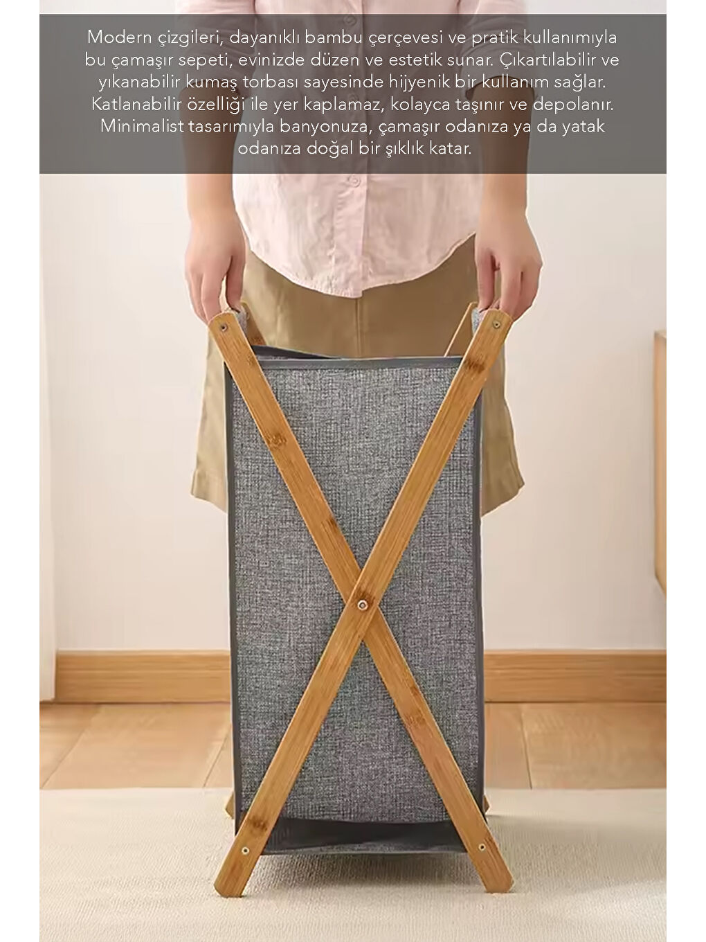 Gri Kirli Çamaşır Sepeti 40 l-1