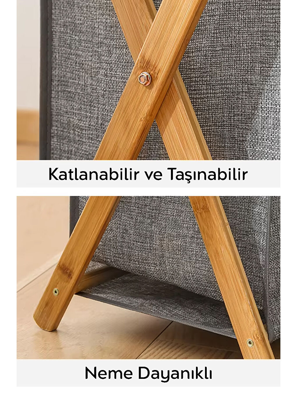 Gri Kirli Çamaşır Sepeti 40 l-2