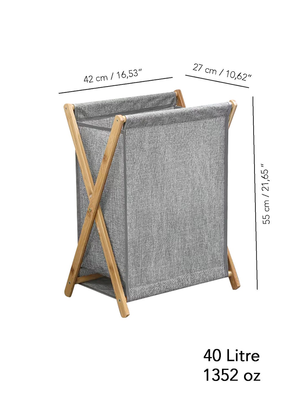 Gri Kirli Çamaşır Sepeti 40 l-5