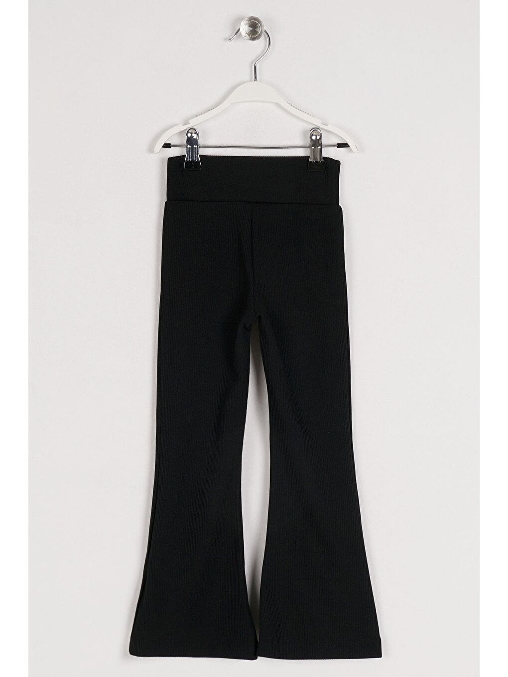 Yüksek Bel İspanyol Paça Fitilli Siyah Renk Kız Çocuk Tayt-3