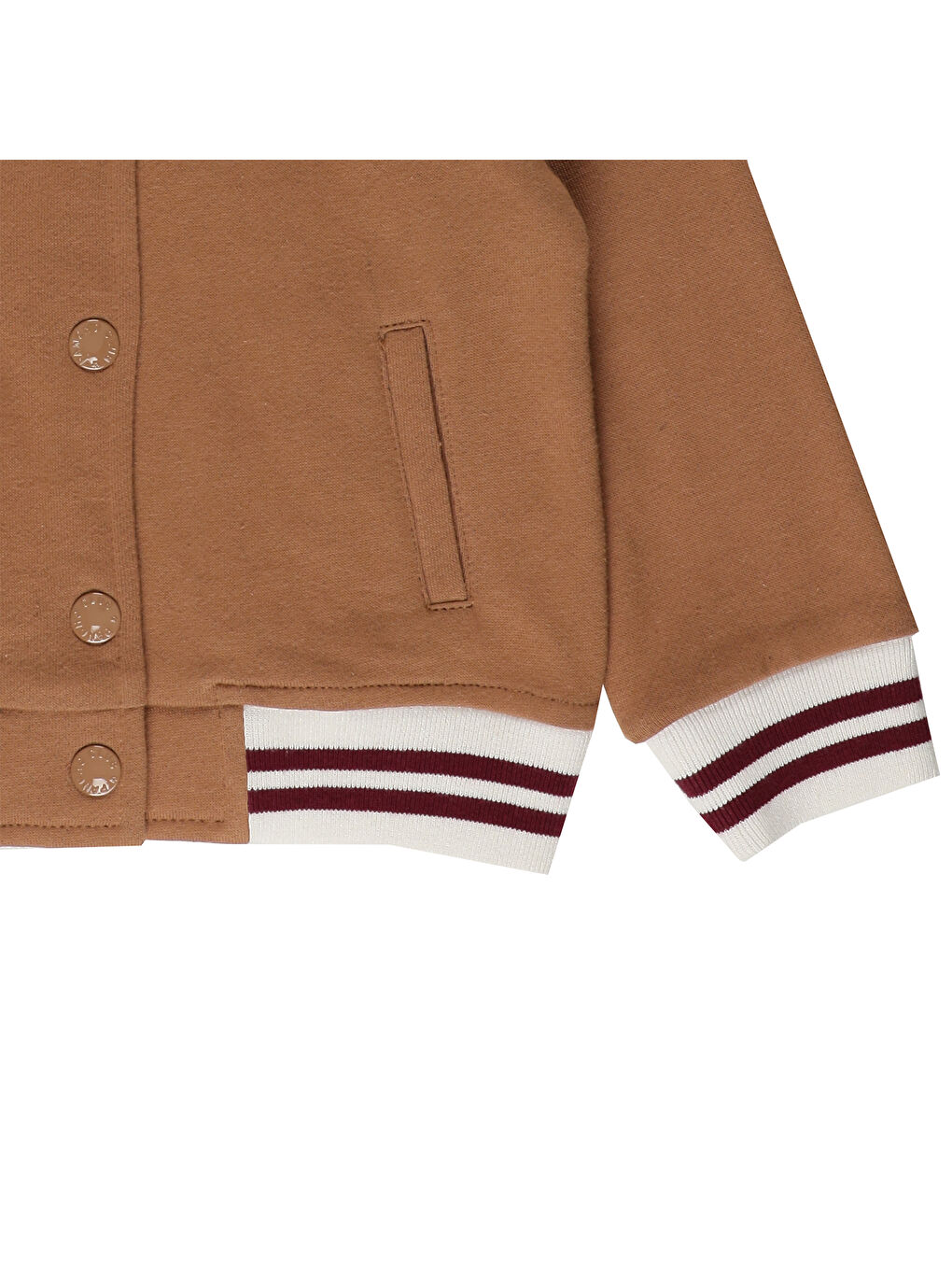 Kahverengi Kız Bebek Kapüşonlu Camel Örme Ceket-2