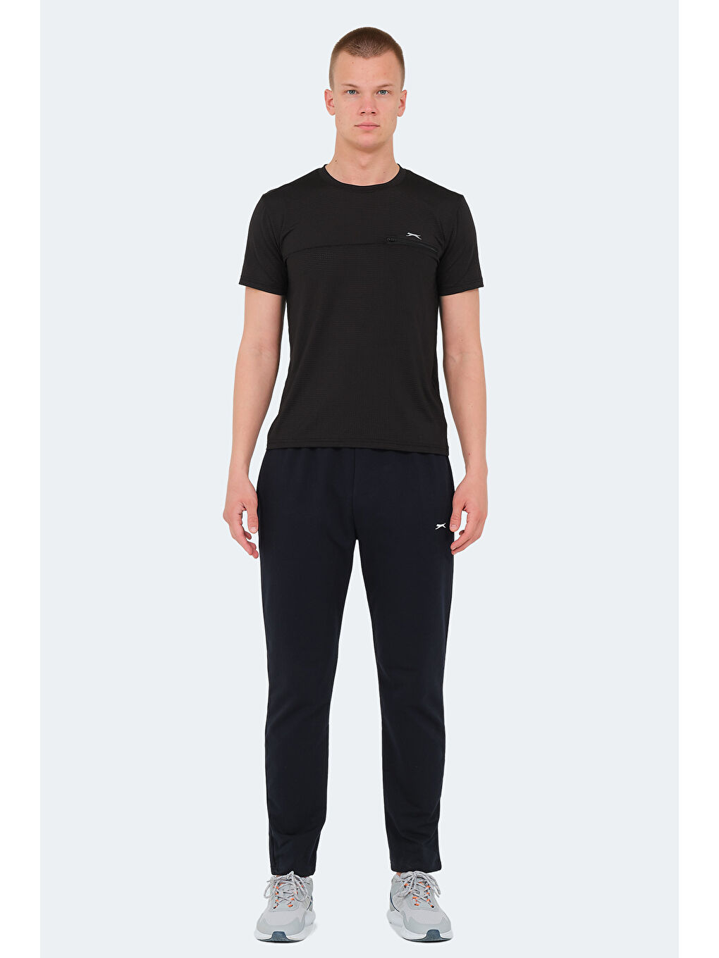 Siyah Bisiklet Yaka Kısa Kollu Erkek Tişört-6