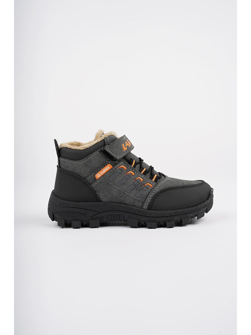 Muggo Gri BOB Bağcıklı Cırtlı İçi Kürklü Çocuk Outdoor Kışlık Bot - 3
