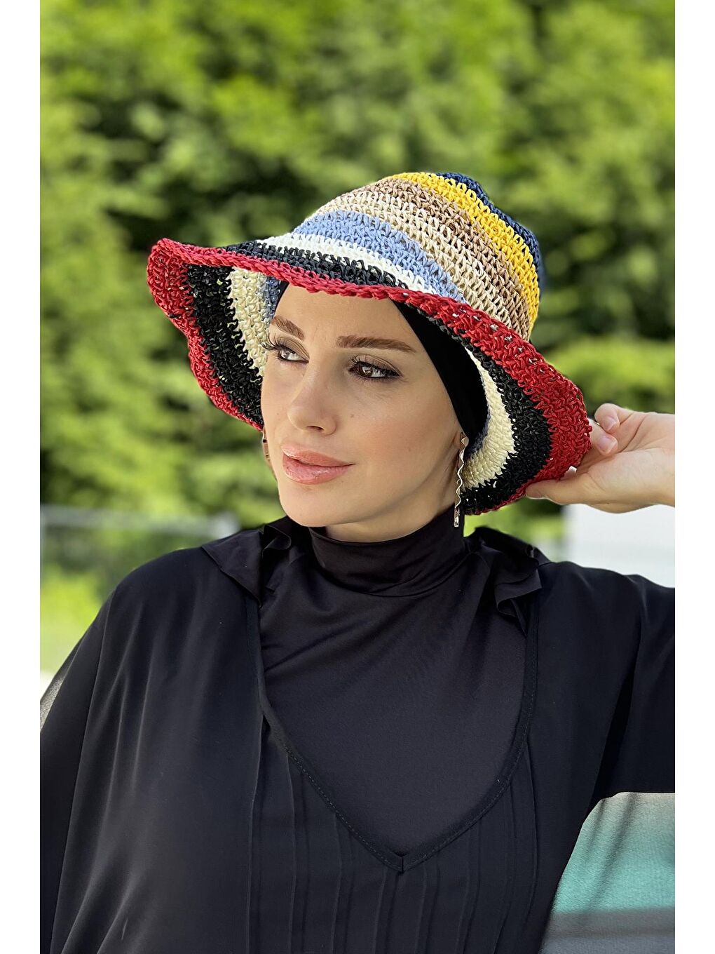 El Örgüsü Hasır Şapka RŞ-93 Bordo-1