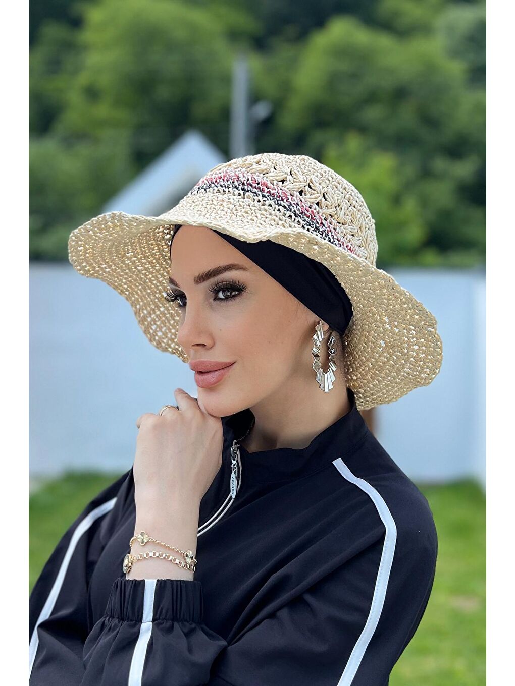 El Örgü Hasır Şapka RŞ-85 Bej-1