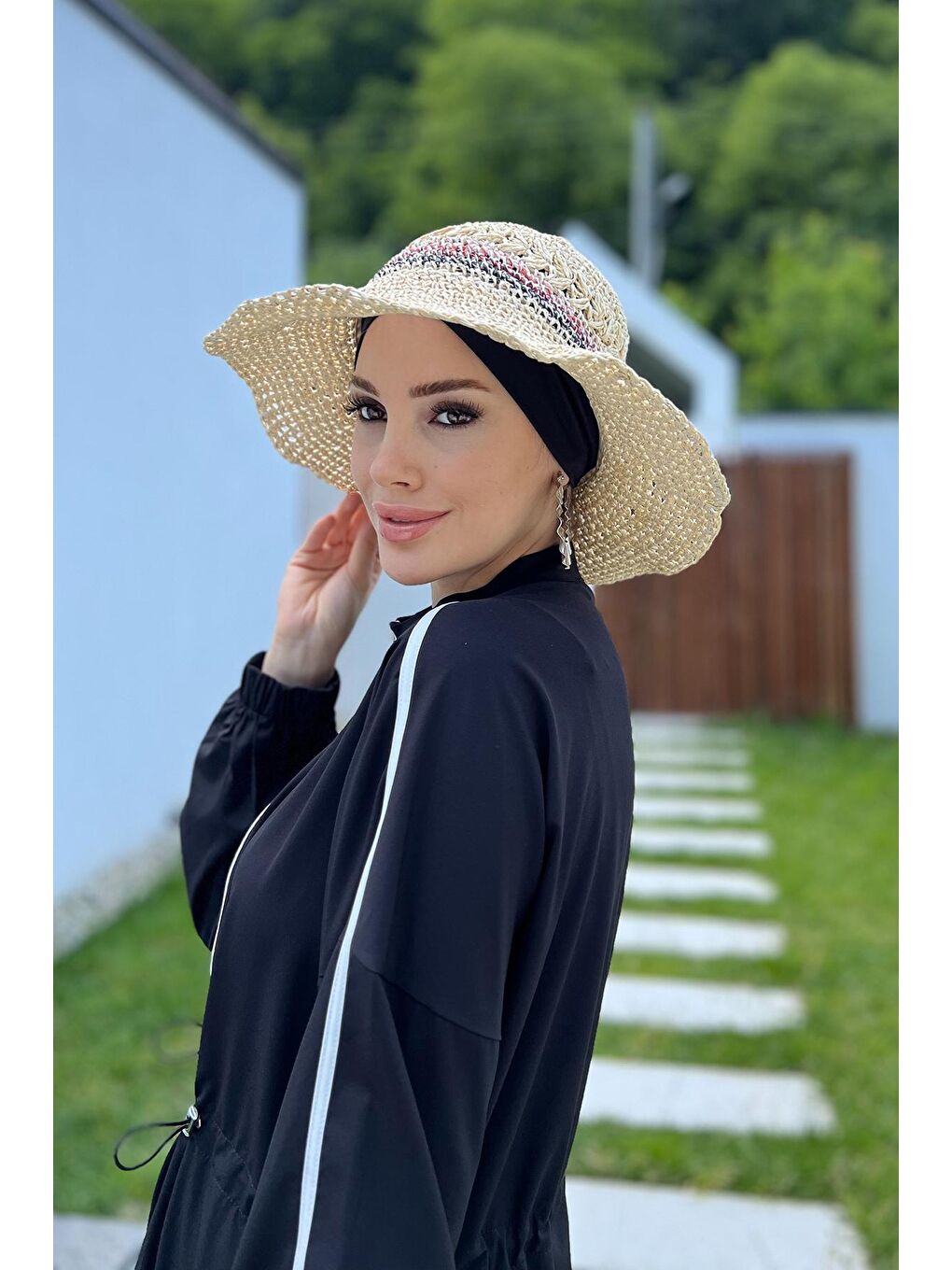 El Örgü Hasır Şapka RŞ-85 Bej-3