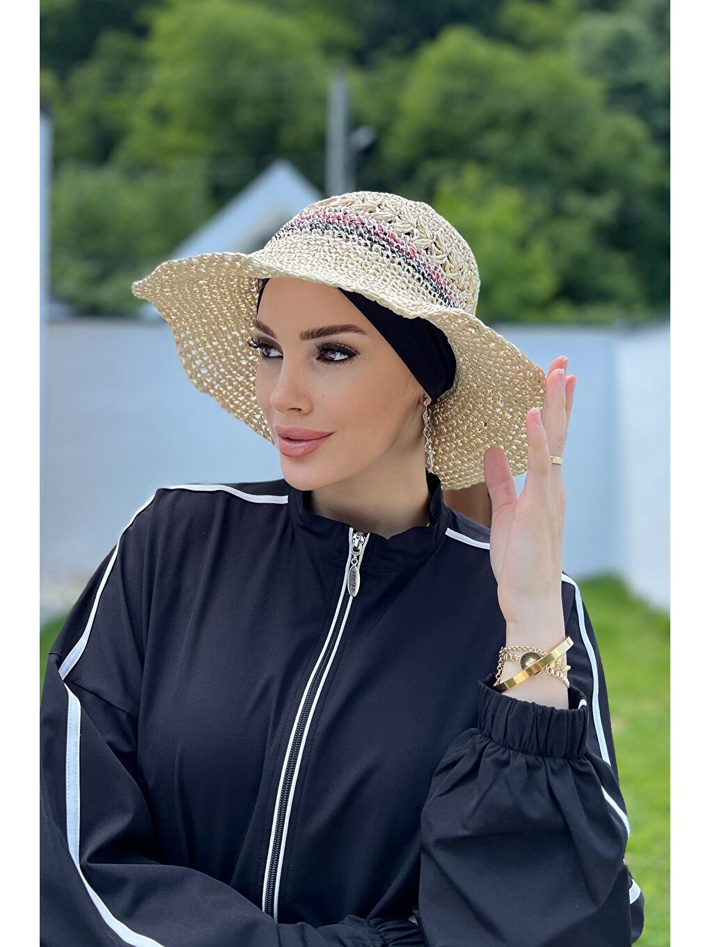 El Örgü Hasır Şapka RŞ-85 Bej-4