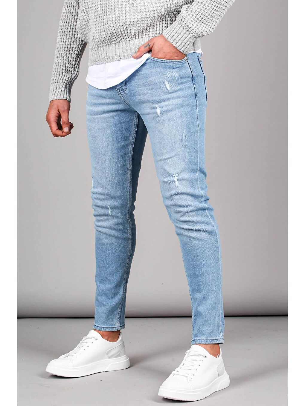 Madmext Skinny Fit Buz Mavisi Erkek Jean 5712