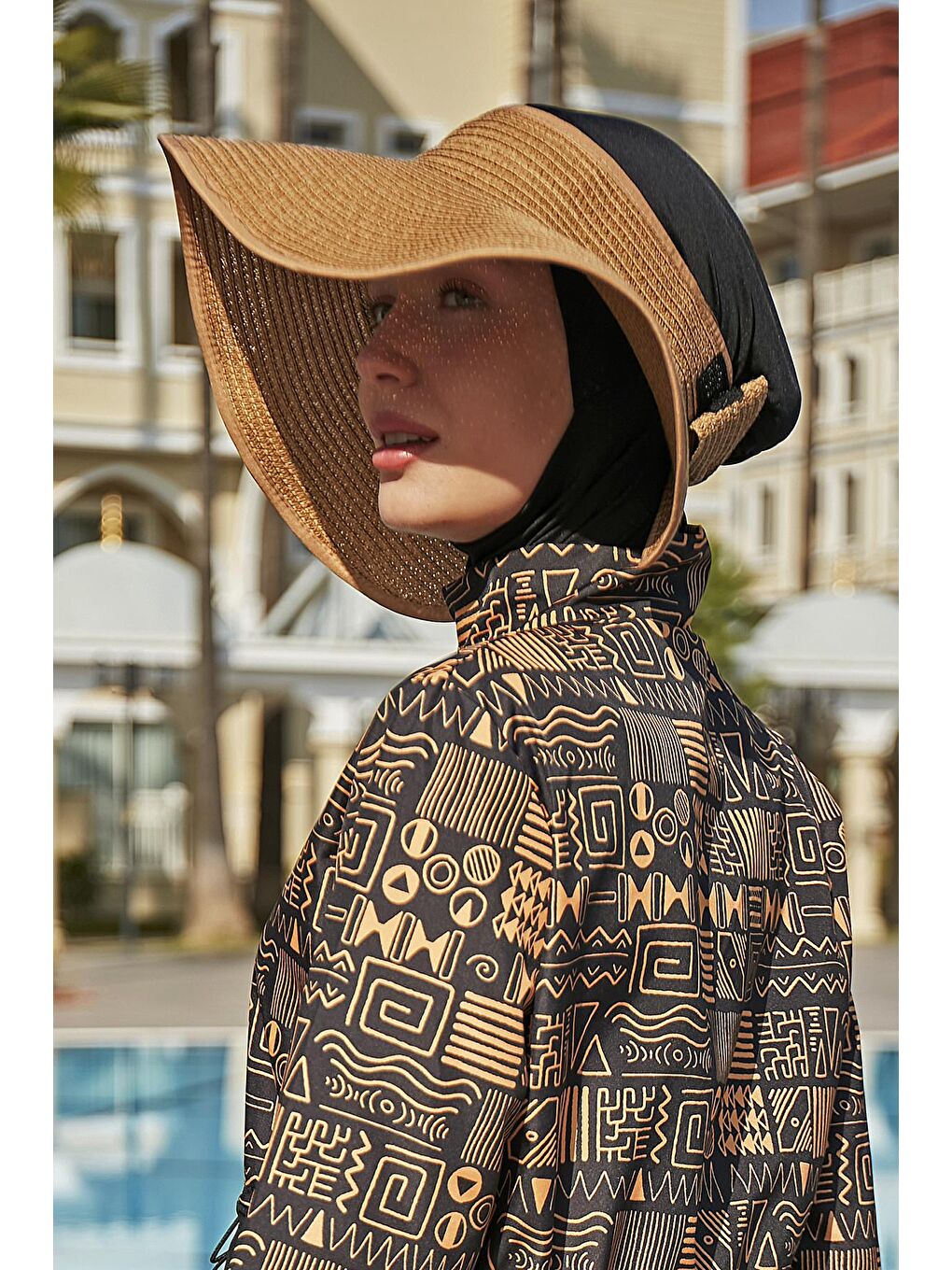 Kahverengi Fiyonklu Katlanabilir Vizör Hasır Şapka Güneş Koruyucu Siperlik RŞ-78 Camel-2