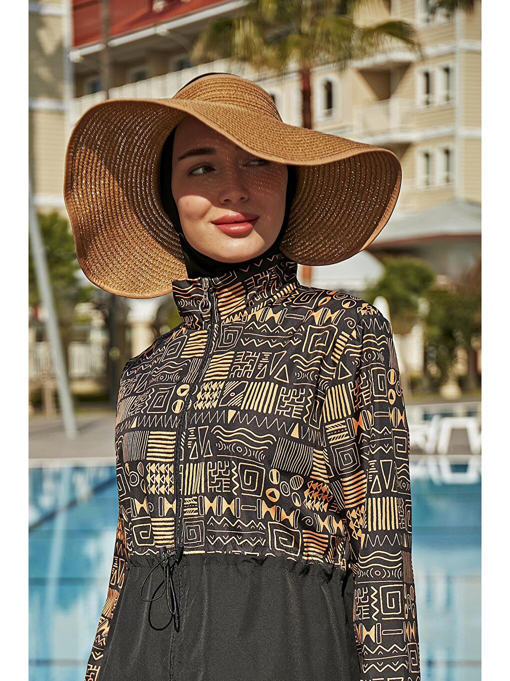 Kahverengi Fiyonklu Katlanabilir Vizör Hasır Şapka Güneş Koruyucu Siperlik RŞ-78 Camel-4