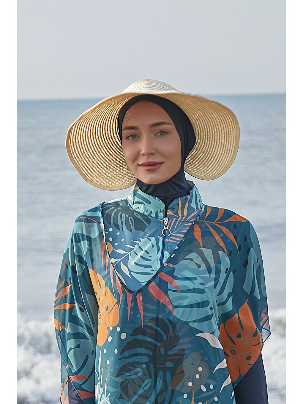 Fiyonklu Katlanabilir Vizör Hasır Şapka Güneş Koruyucu Siperlik RŞ-78 Bej-1