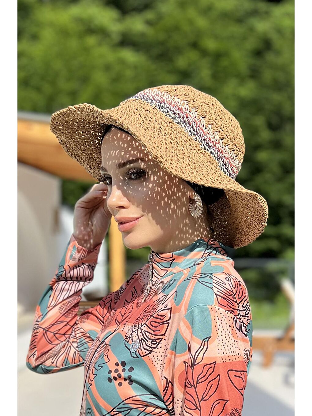 Kahverengi El Örgü Hasır Şapka RŞ-85 Camel