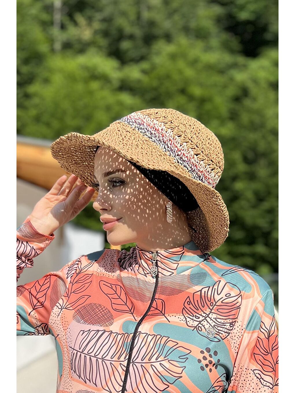 Kahverengi El Örgü Hasır Şapka RŞ-85 Camel-1