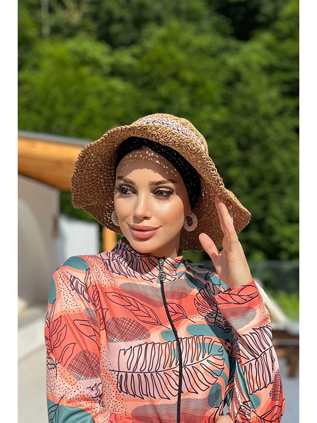 Kahverengi El Örgü Hasır Şapka RŞ-85 Camel-3