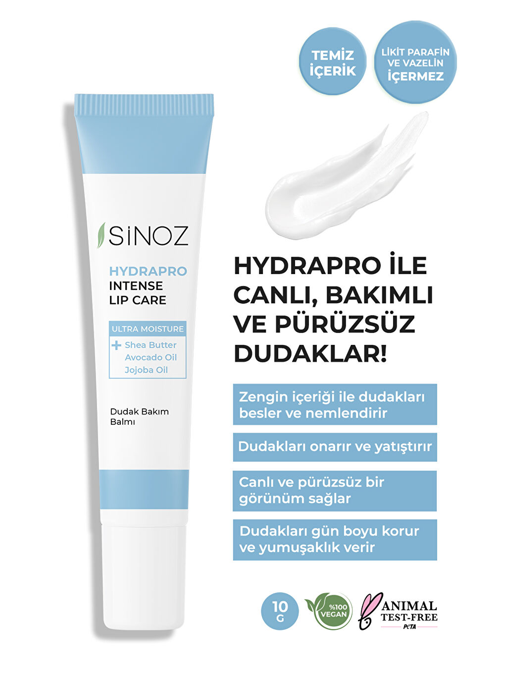 Sinoz Hydrapro Yoğun Nemlendirici Dudak Bakım Balmı 10 gr - 1