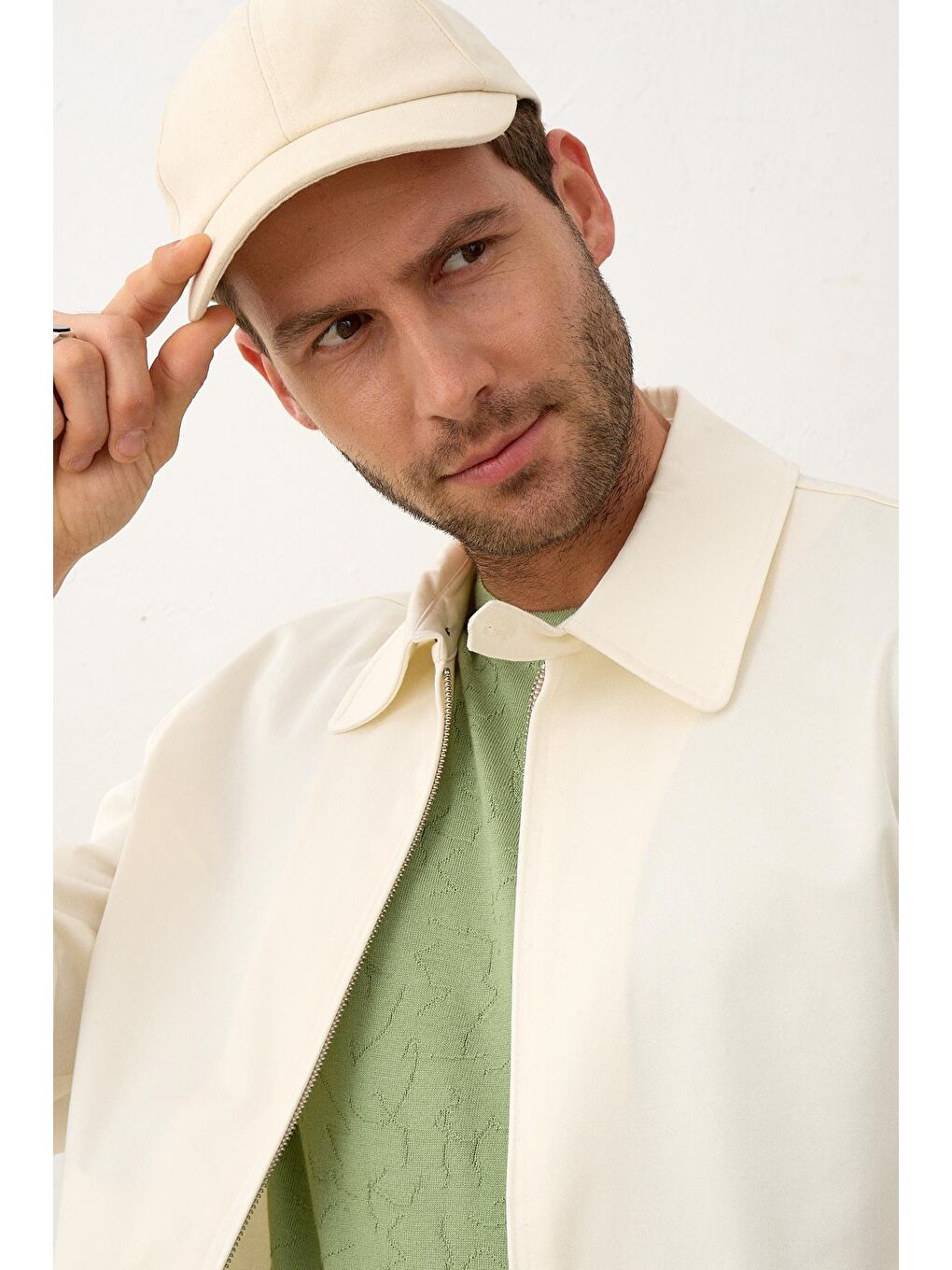 Modelli Bisiklet Yaka Slim-Fit Yazlık Triko Tişört Yeşil-4