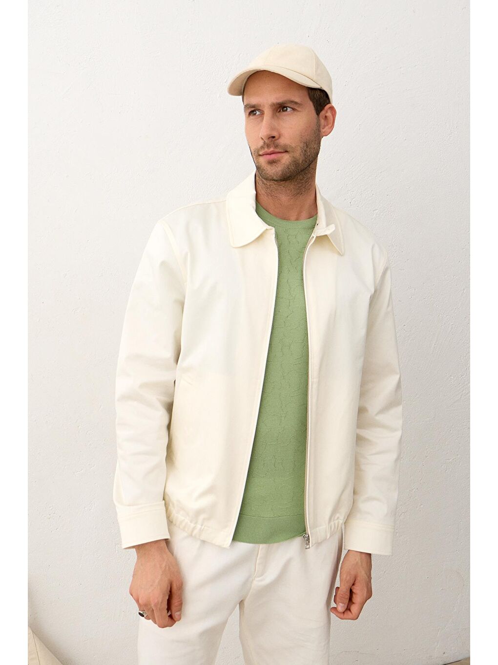 Modelli Bisiklet Yaka Slim-Fit Yazlık Triko Tişört Yeşil-6