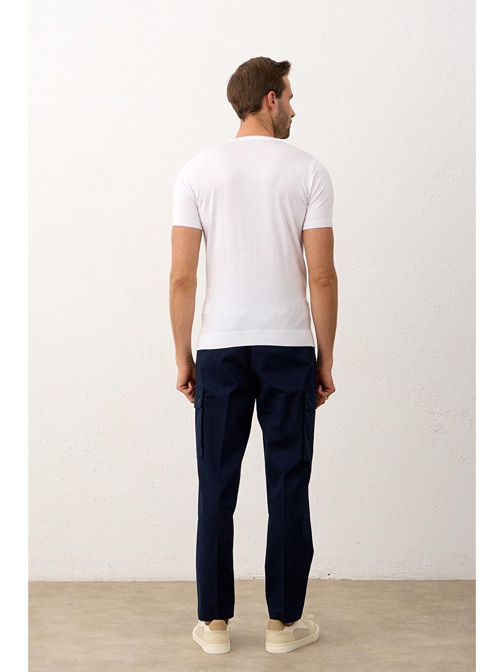 Modelli Bisiklet Yaka Slim-Fit Yazlık Triko Tişört Beyaz-6