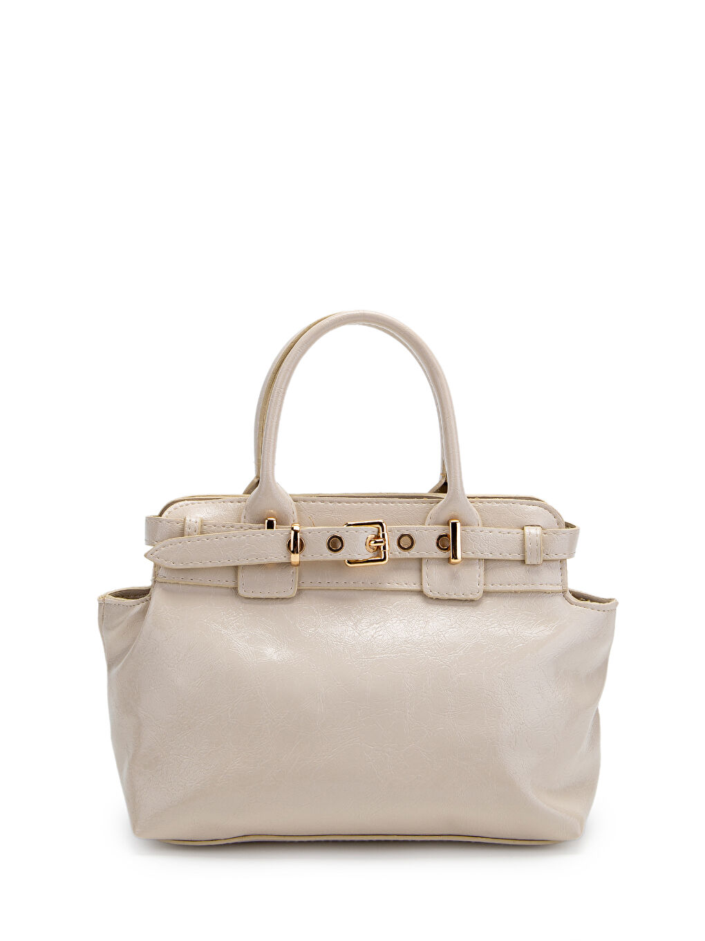 Ekru Kemer Detaylı Suni Deri Kadın Çapraz Çanta Despina Krem