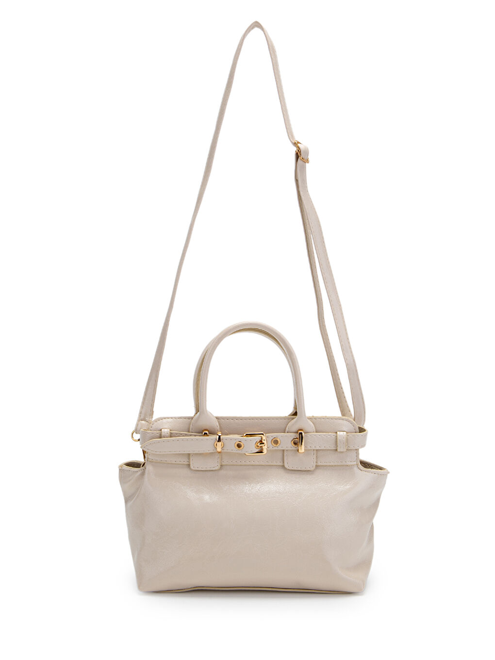 Ekru Kemer Detaylı Suni Deri Kadın Çapraz Çanta Despina Krem-1