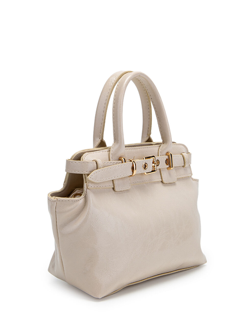 Ekru Kemer Detaylı Suni Deri Kadın Çapraz Çanta Despina Krem-3