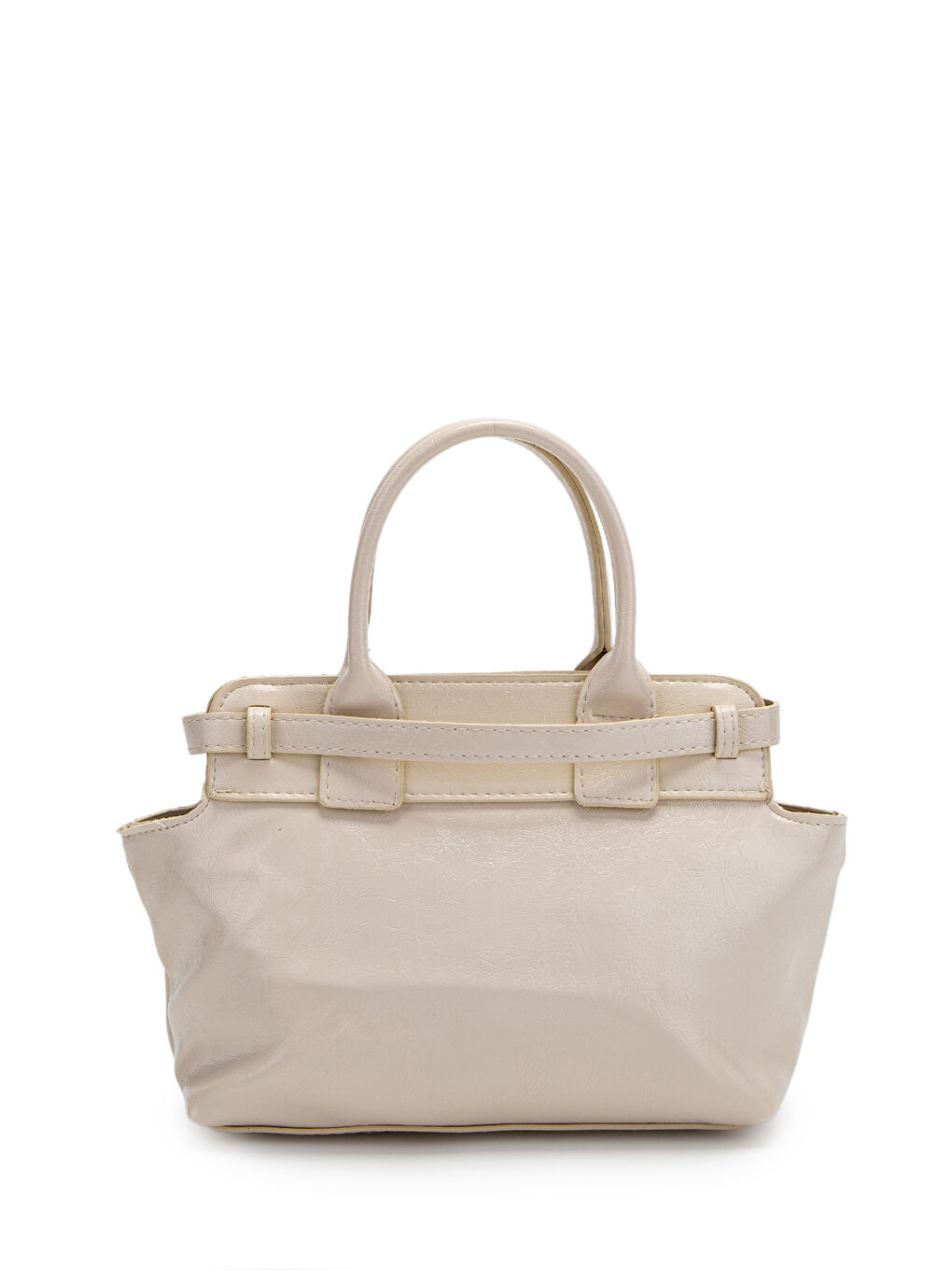 Ekru Kemer Detaylı Suni Deri Kadın Çapraz Çanta Despina Krem-4