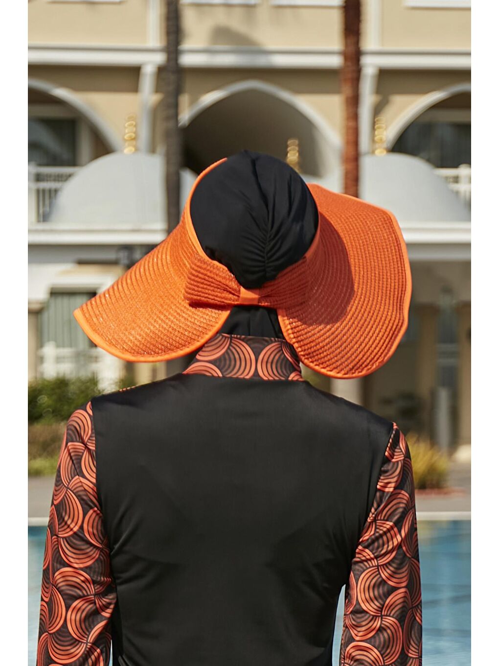 Fiyonklu Katlanabilir Vizör Hasır Şapka Güneş Koruyucu Siperlik RŞ-78 Turuncu-2