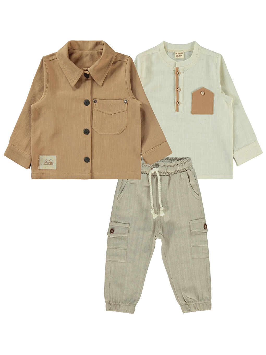 Pembe Erkek Çocuk 3'lü Takım 1-3 Yaş Somon