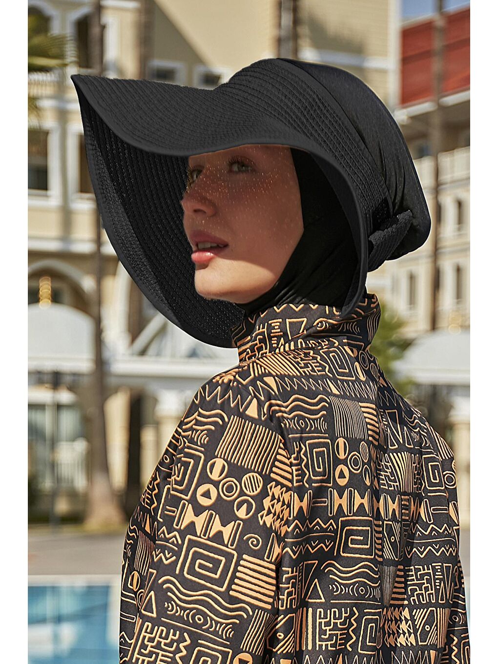 Fiyonklu Katlanabilir Vizör Hasır Şapka Güneş Koruyucu Siperlik RŞ-78 Siyah-2