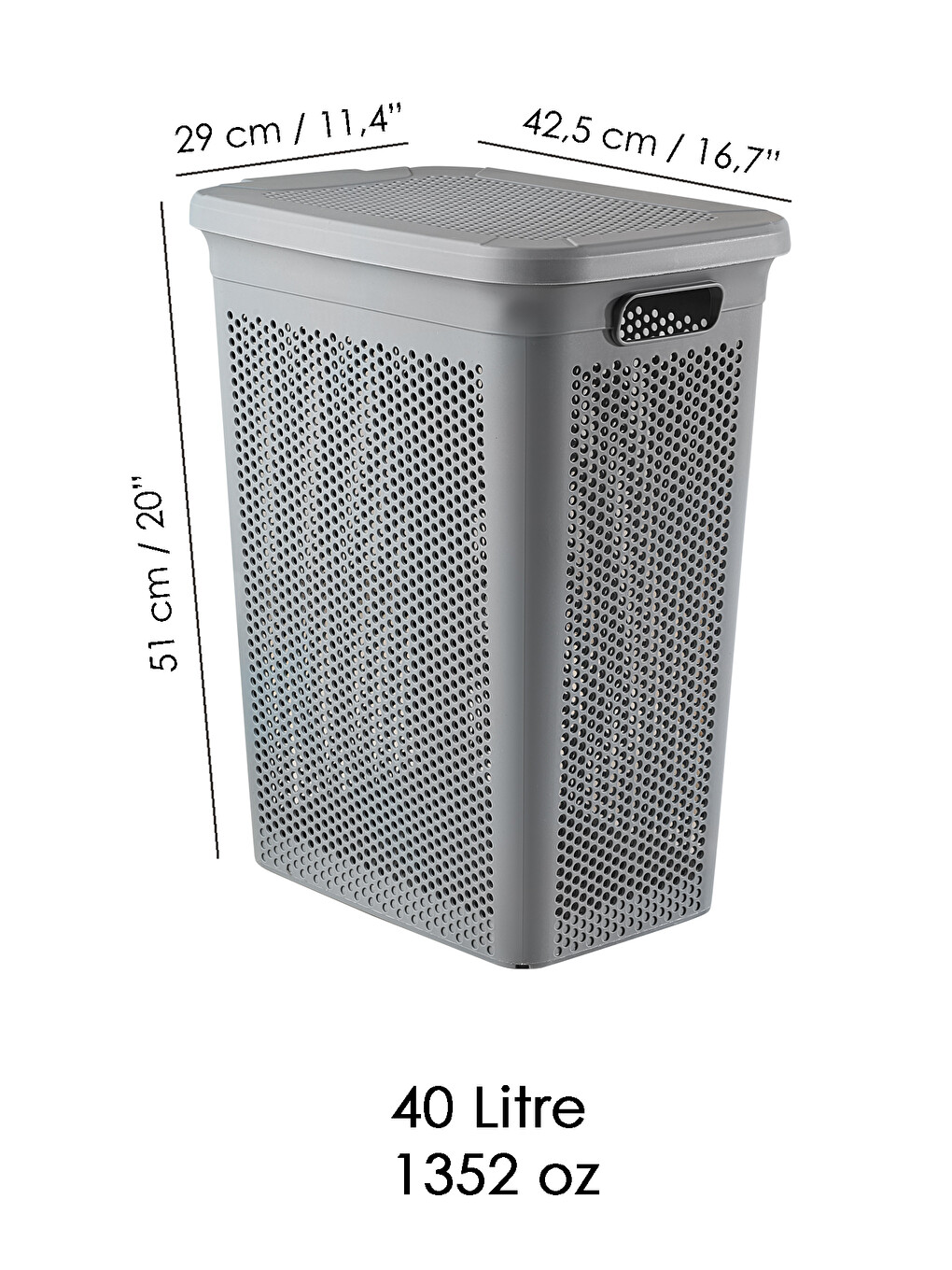 Gri Kapaklı Kirli Çamaşır Sepeti 40 l-4