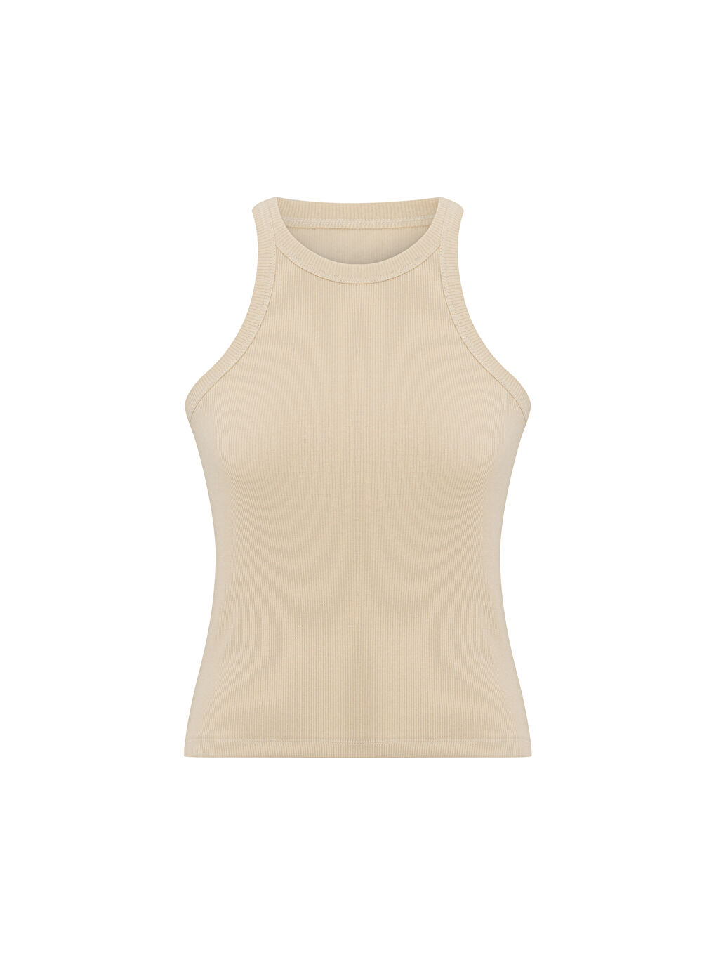 Bej Halter Yaka Pamuklu Kaşkorse Atlet-3