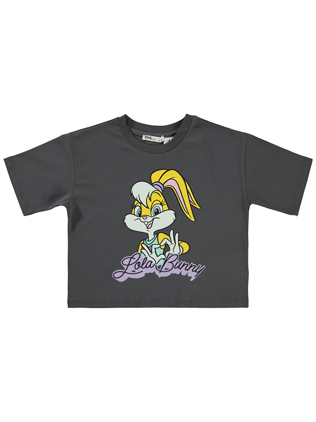 Gri Lola Bunny Kız Çocuk Tişört 6-9 Yaş Füme-2