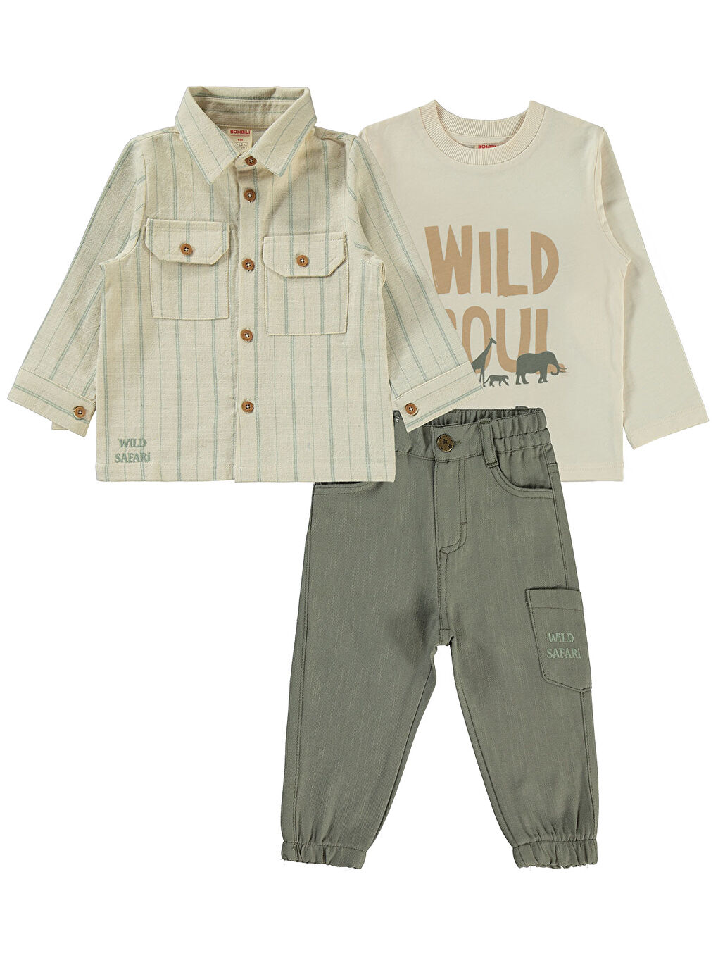 Yeşil Erkek Çocuk 3'lü Takım 1-3 Yaş Mint