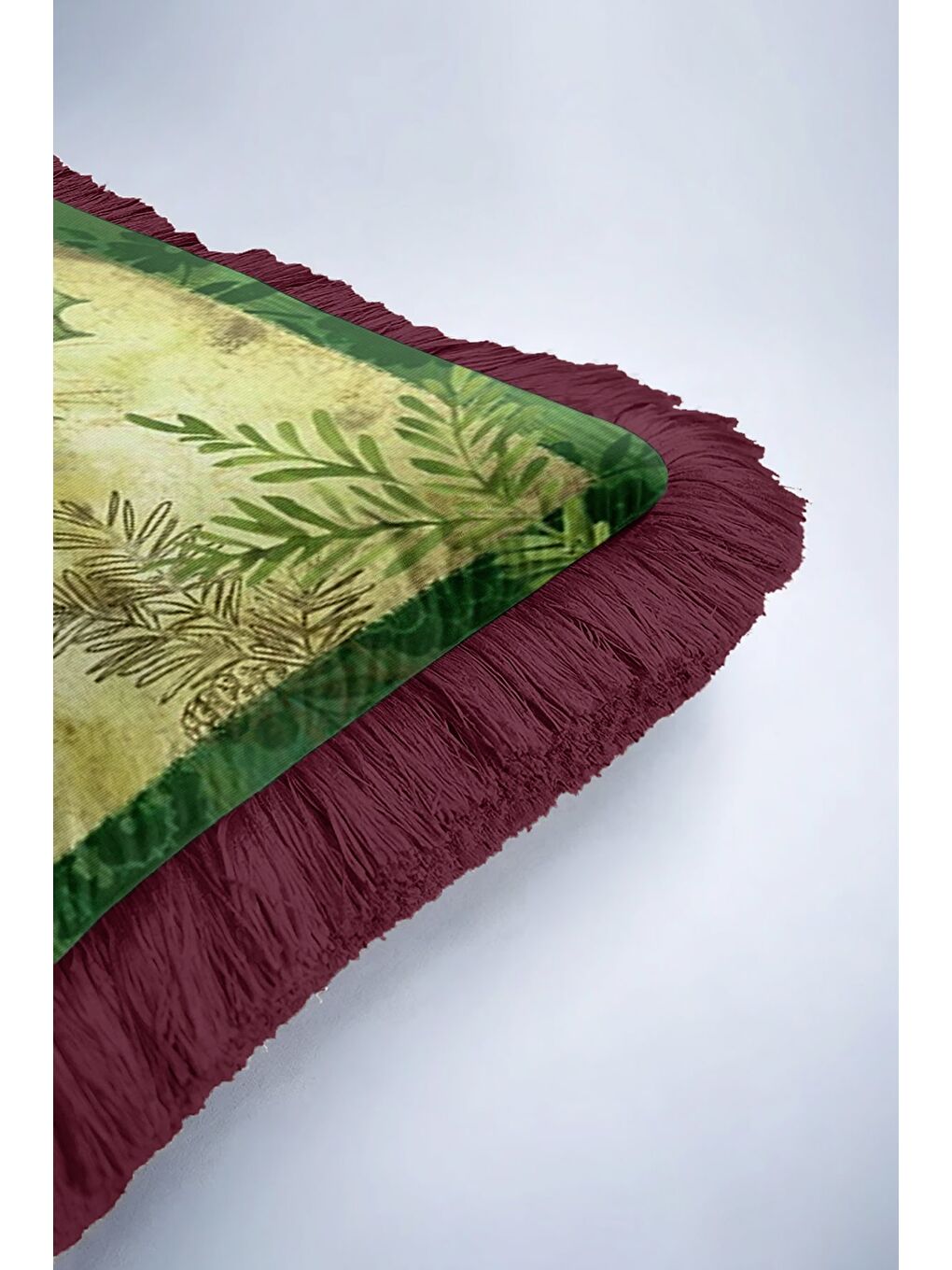 Karışık Lüks Yeni Yıl Çam Kozalağı Saçaklı Yastık Kılıfı - Kış Rustik Krem Kırmızı Püsküllü Kırlent Kılıfı-6