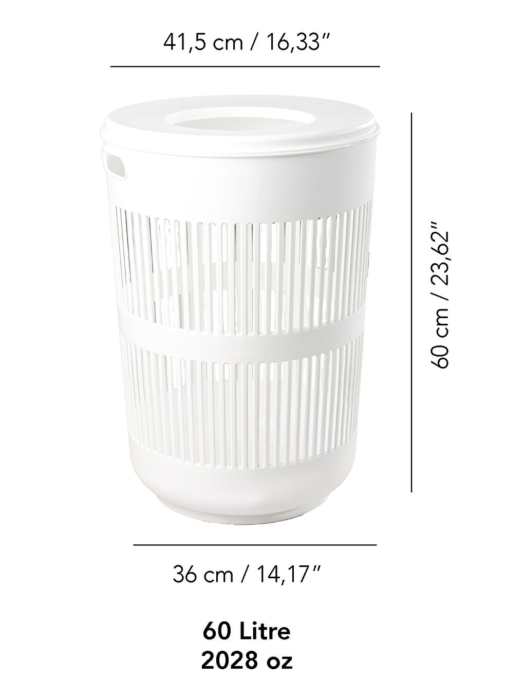 Beyaz Kapaklı Kirli Çamaşır Sepeti 60 l-4