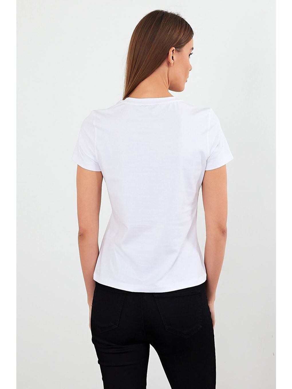 3'lü Kadın Beyaz Pamuklu Elastan Kısa Kollu Body Tişört-1