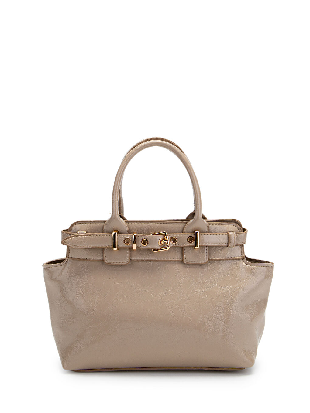 Bej Kemer Detaylı Suni Deri Kadın Çapraz Çanta Despina Vizon