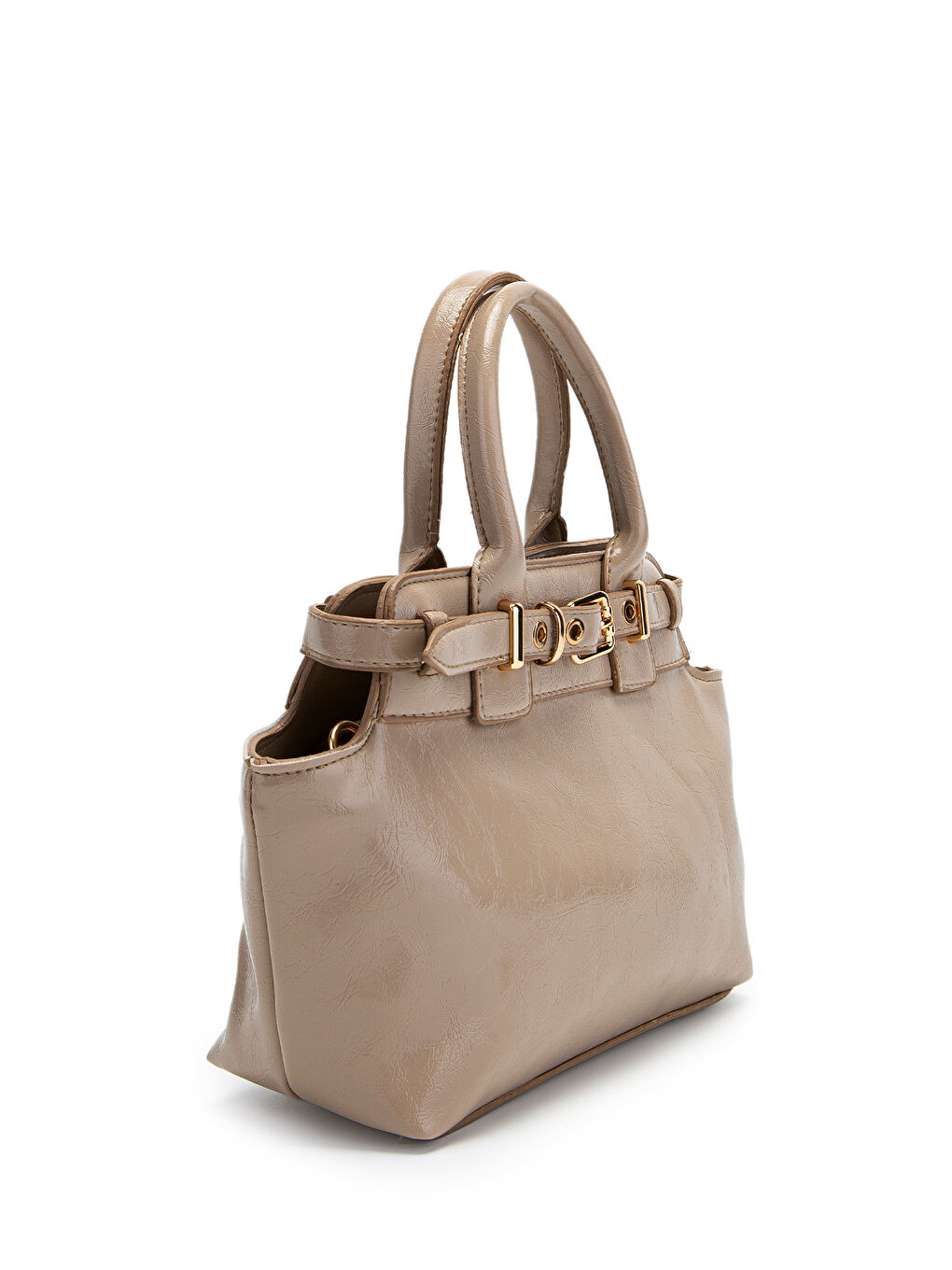 Bej Kemer Detaylı Suni Deri Kadın Çapraz Çanta Despina Vizon-2