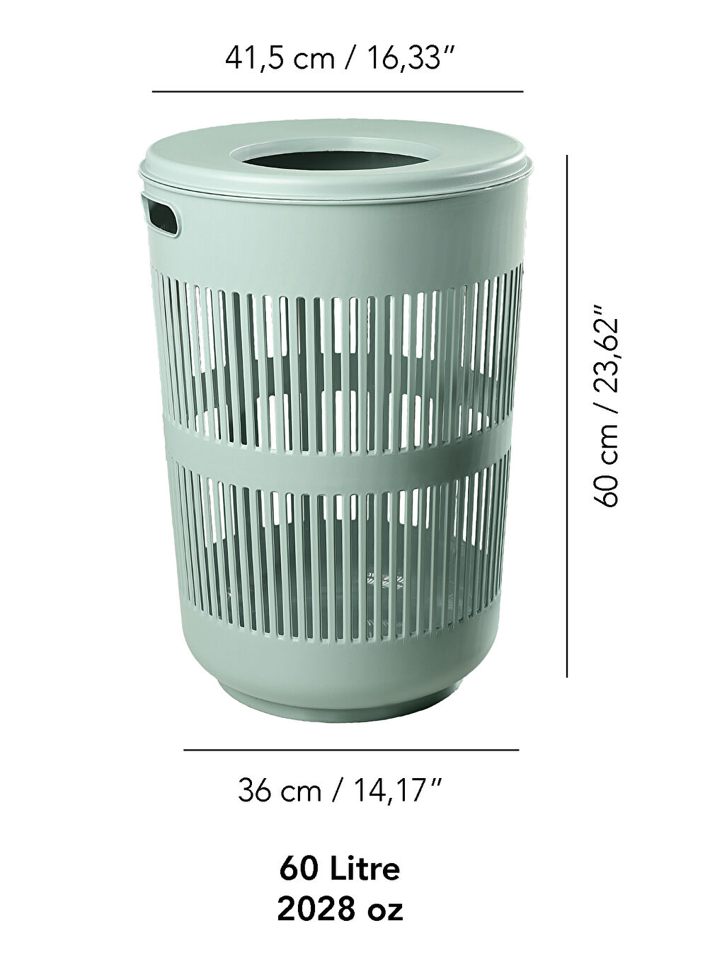 Yeşil Kapaklı Kirli Çamaşır Sepeti 60 l-4