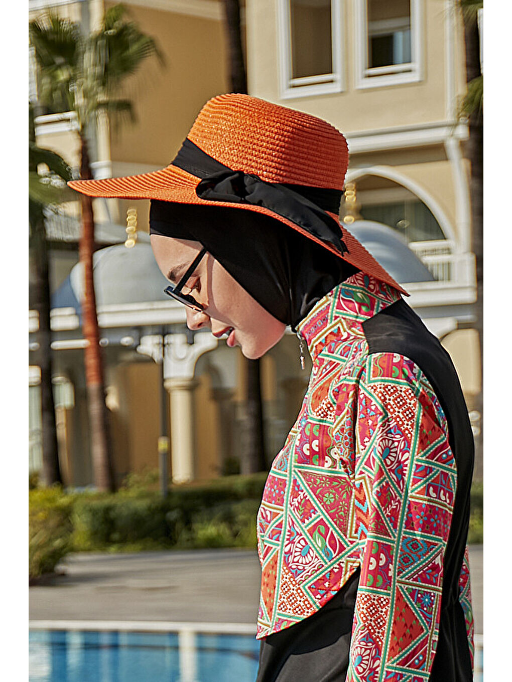 Kurdele Detaylı Hasır Şapka Turuncu RŞ-75-2