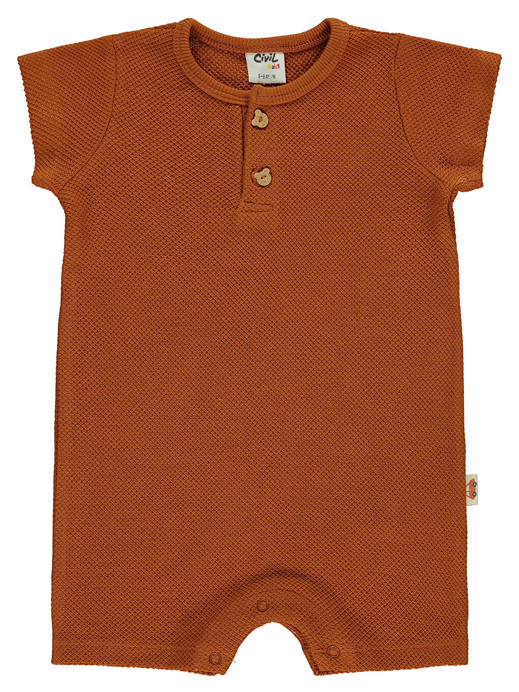 Kahverengi Baby Erkek Bebek Patiksiz Tulum 6-18 Ay Tarçın