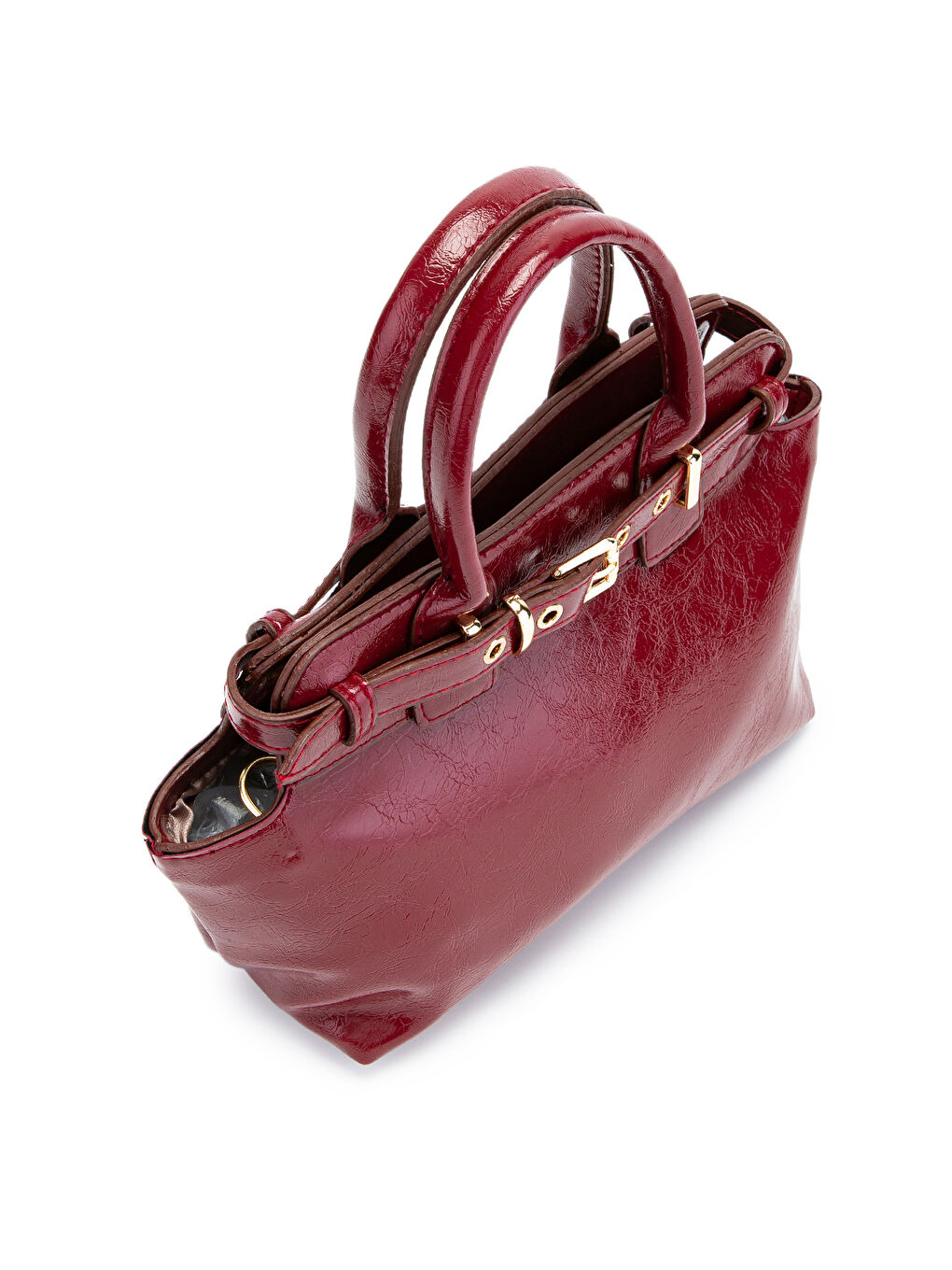 Kemer Detaylı Suni Deri Kadın Çapraz Çanta Despina Bordo-2