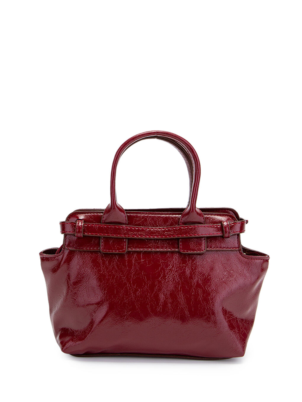 Kemer Detaylı Suni Deri Kadın Çapraz Çanta Despina Bordo-4